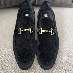 Steve Madden, black velvet loafers with buckle size 13. New with box.